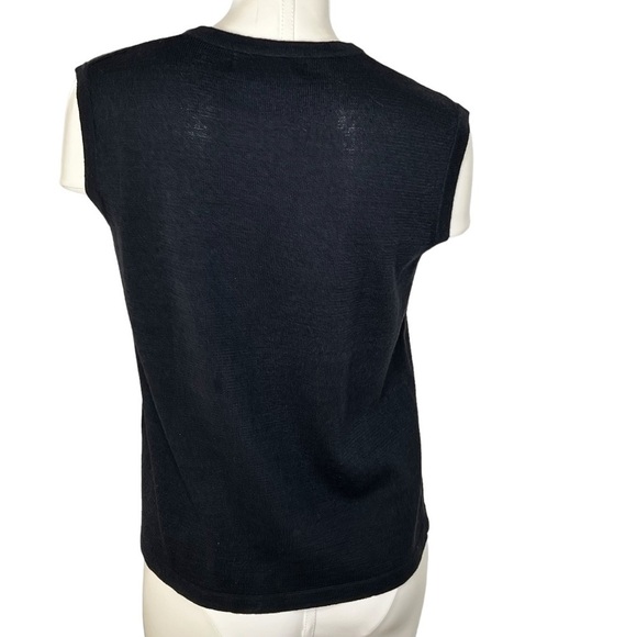 NWT TERAZZO Black Sleeveless Knit Sequins Santa Sweater Vest Women's Size S - Picture 4 of 14